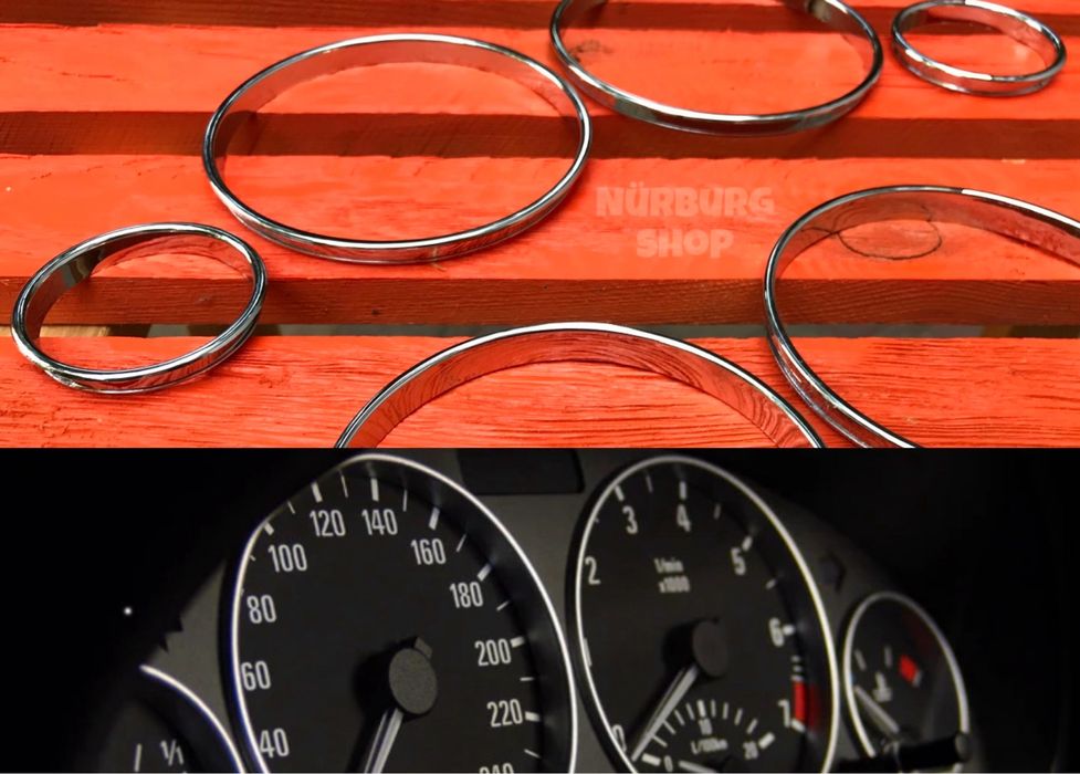 Серебристые кольца в приборную панель приборку BMW Е38 Е39 Е46 Е53 Е34