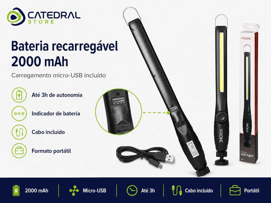 Lanterna de Trabalho LED COB 10W 400lm Recarregável VIRONE