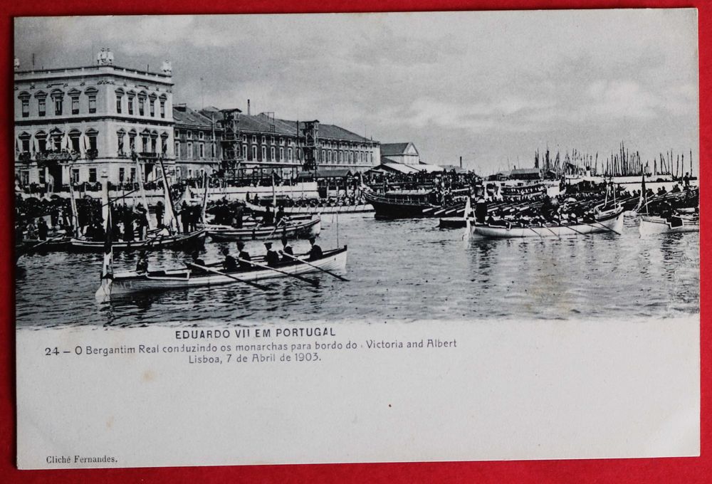 Eduardo VII em Portugal bergantim leva comitivas ao iate