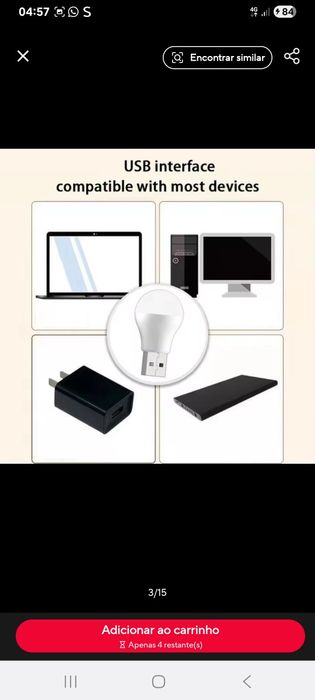 5 Lâmpadas USB Led com ligação USB em todos dispositivos com USB. Luz muito forte.