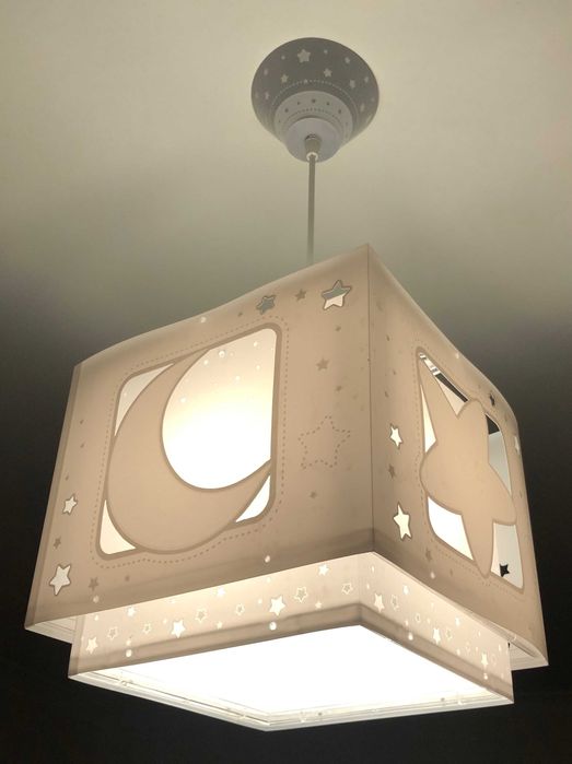 Candeeiro teto criança Moonlight Lua e estrelas cinza