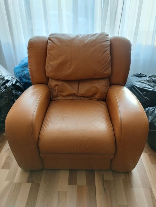 Fotel skórzany KLER skóra naturalna licowa rudy karmelowy
