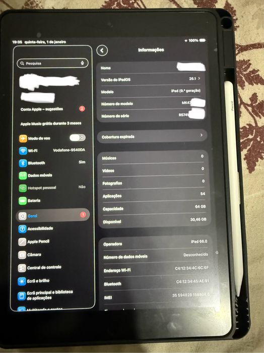Ipad 9th geracao 64gb como novo