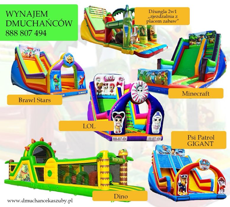 Wynajem dmuchancow zjezdzalni zjeżdżalnie namiot namiotów dmuchaniec