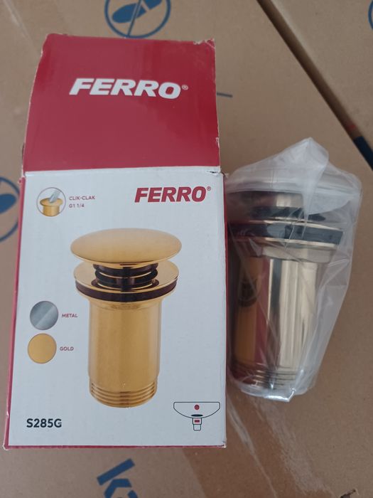 Zawór spustowy klik-klak Ferro złoty