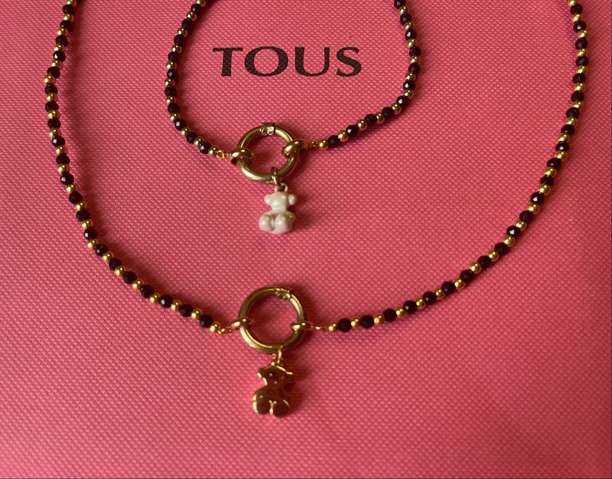 Komplet naszyjnik i bransoletka do Tous Hold czarne spinele