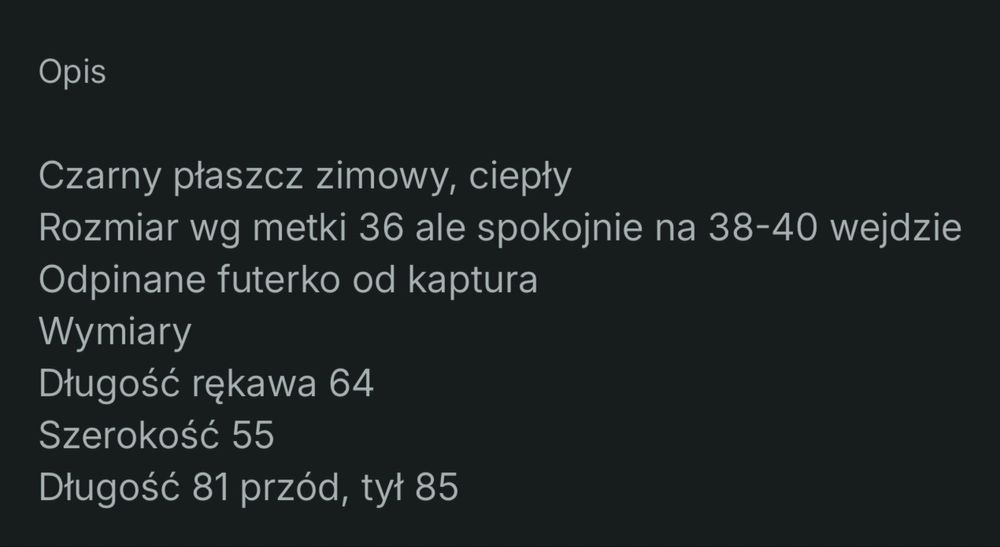 Zimowy plaszcz Amisu