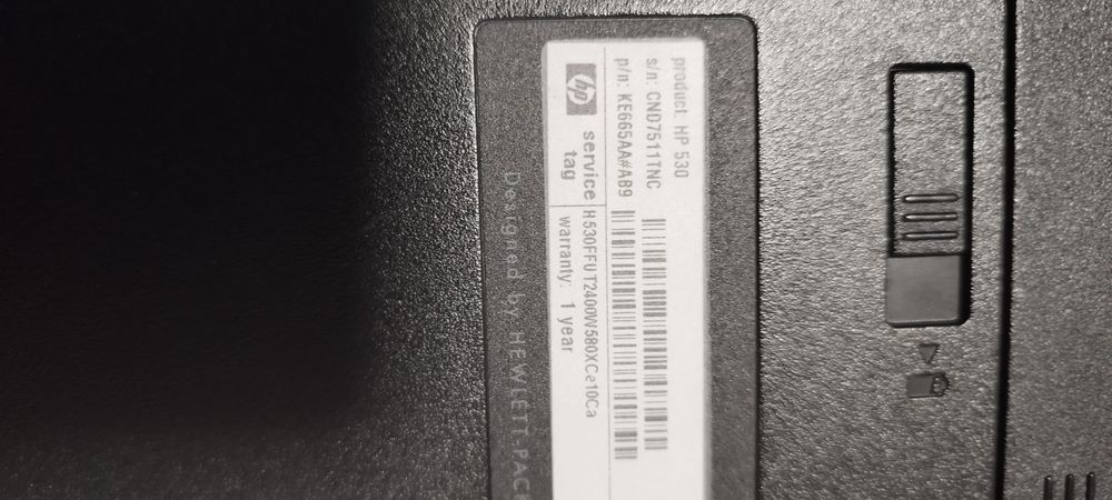 Portátil HP 530 com HDD avariado e desliga se.