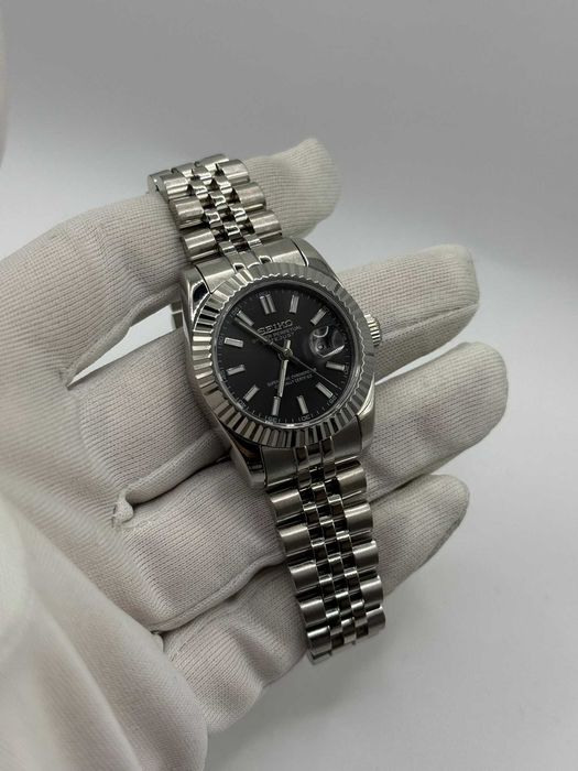 Zegarek Seiko Mod Datejust Roman Black Damski 31mm