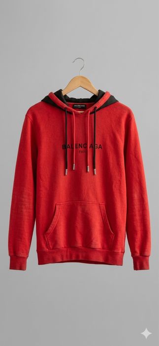 Moletom Balenciaga Paris Logo Hoodie -m - Vermelho/Preto