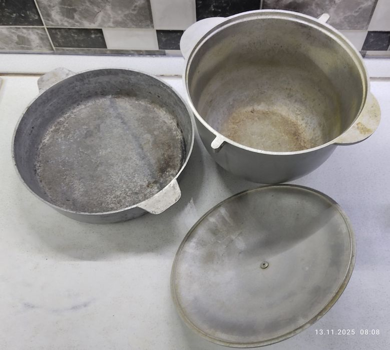 Набор посуды 3 предмета алюминиевая казан котелок сковорода алюминий