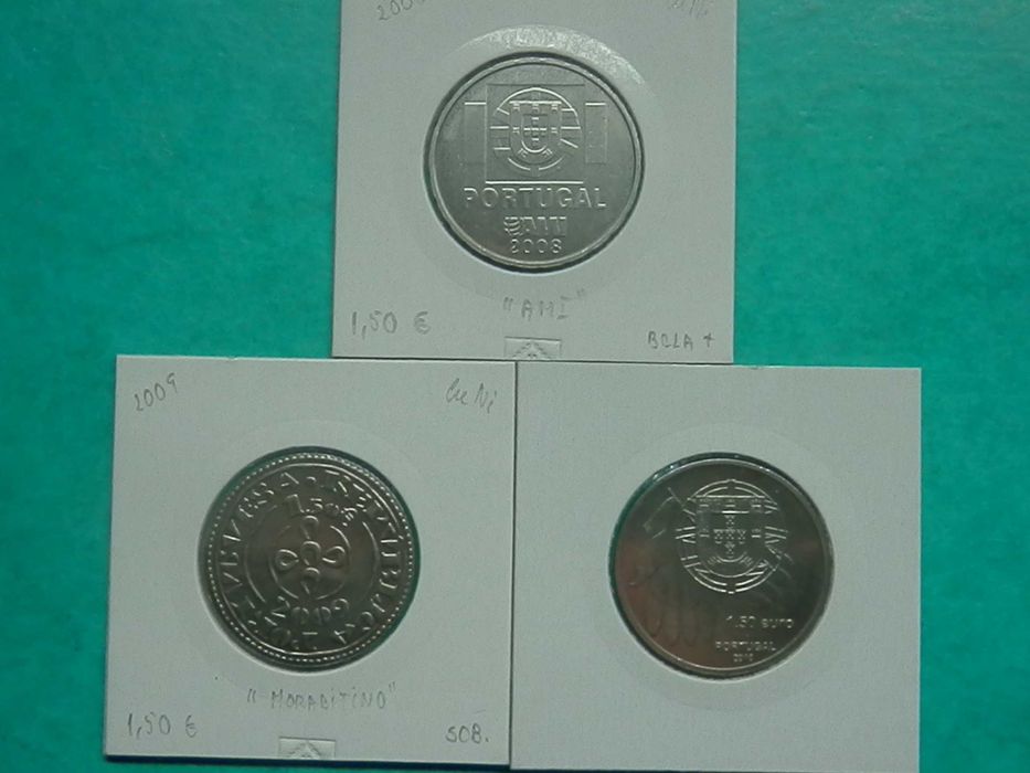 1404 - Euro: Coleção 3 moedas 1,50€, por 12,00