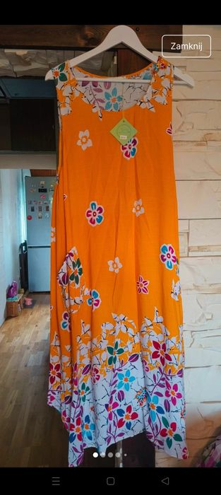 Piękna nowa letnia długa sukienka z kieszeniami