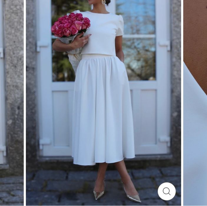 Conjunto top e saia branca