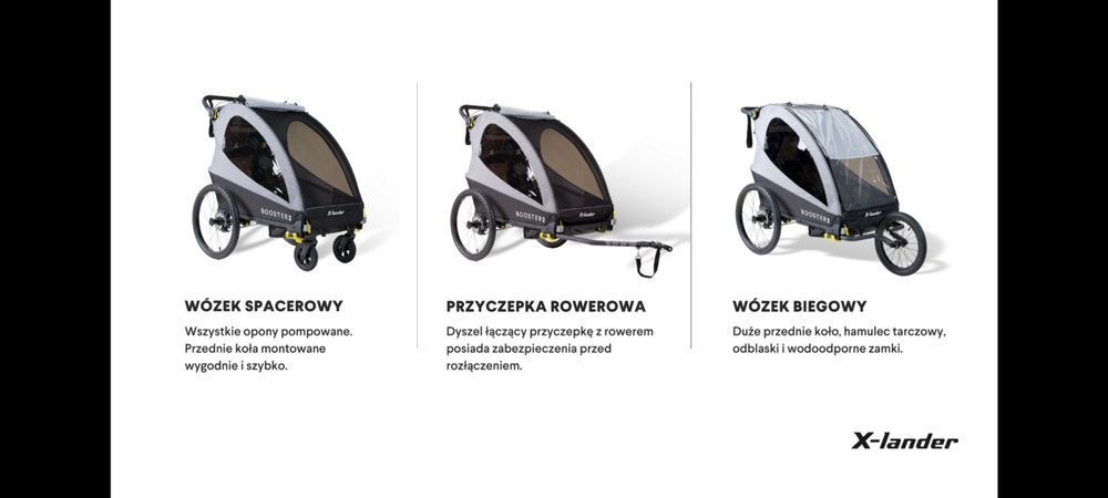 X-lander Booster 2 przyczepka rowerowa, wózek biegowy, spacerówka