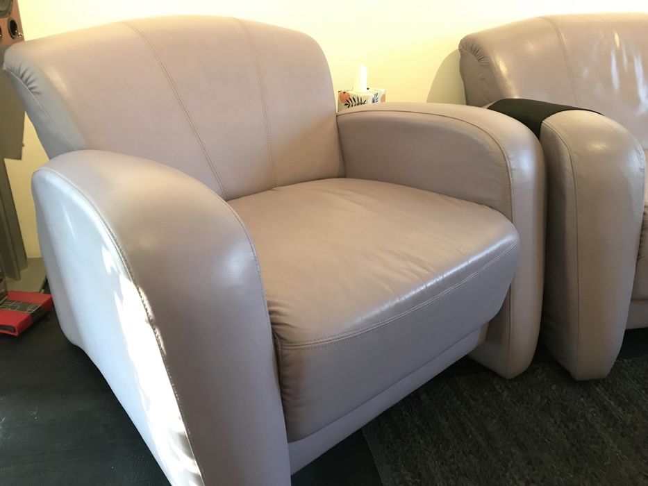 Sofa skórzana+2fotele firmy kler wypoczynek wrzos fiolet komplet skóra