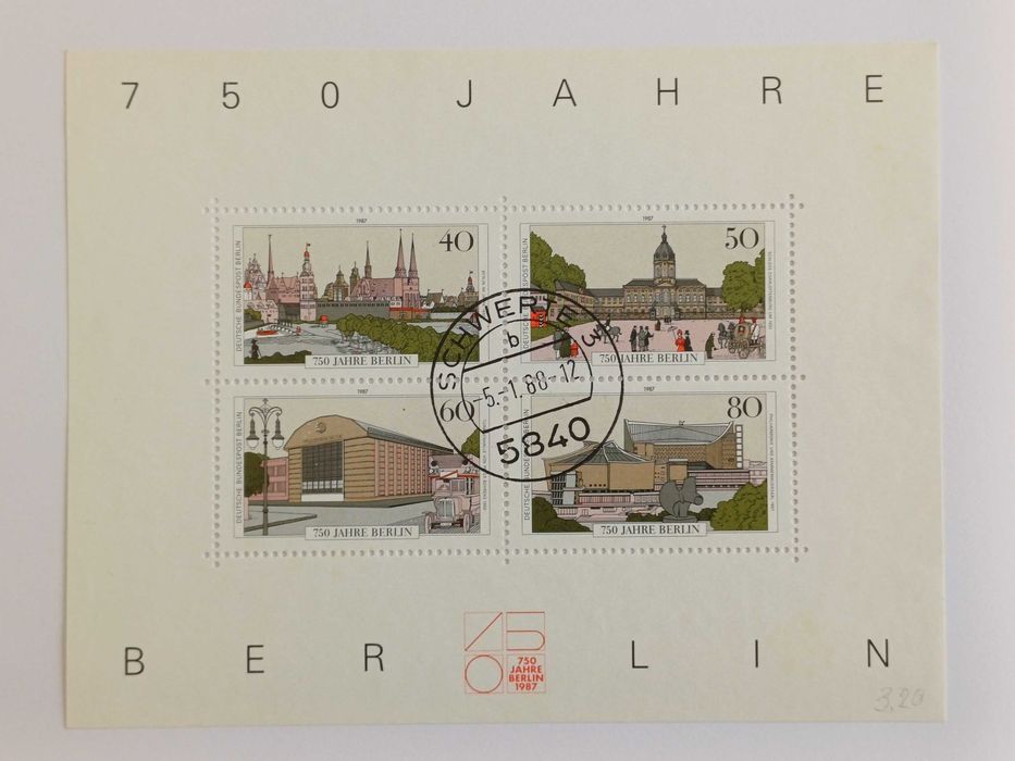 Filatelia - Alemanha Berlim – Bloco 750 anos Berlim – 1987