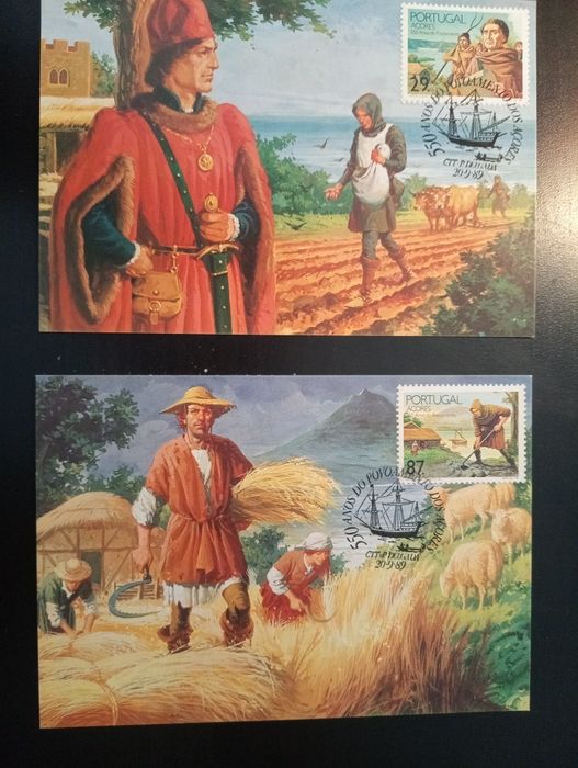 2 Postais Maximos Selos de 1º Dia -Europa CEPT Açores 1989 - Novos	MNH