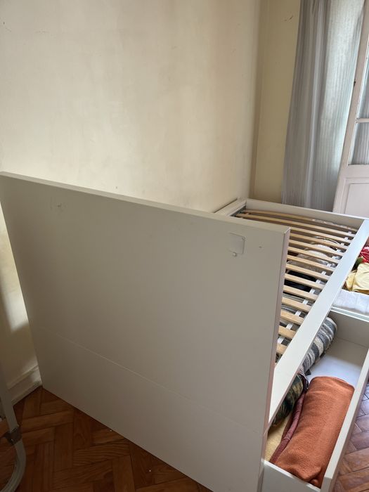 Cama Solteiro IKEA MALM (branca) com 2 Gavetas + Estrado - 90x200 cm - como novo