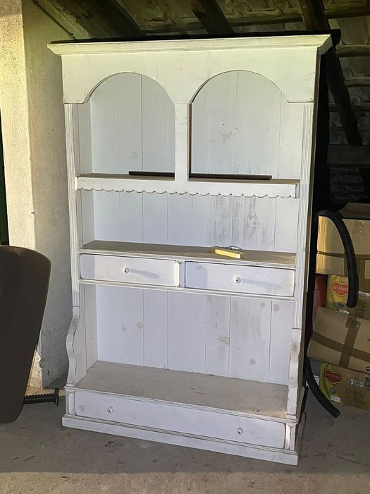 movel rustico de cozinha em madeira, branco