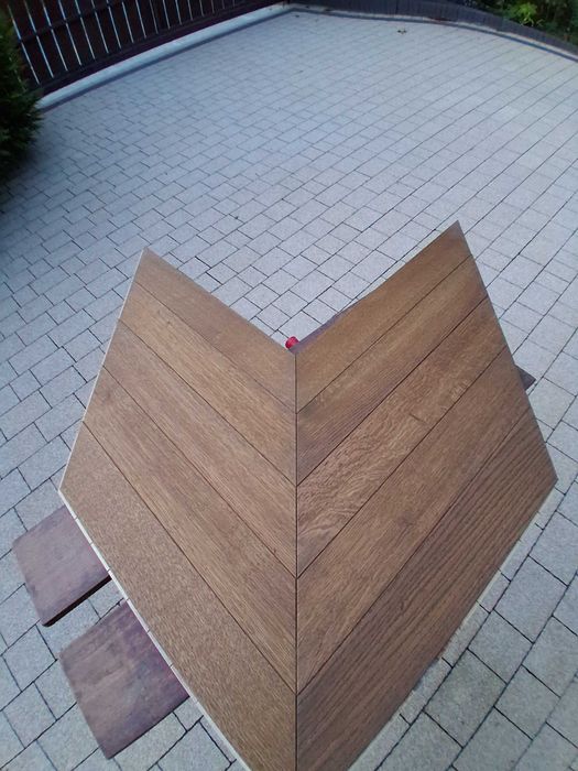 DESKA parkiet dab  jodelka 15x85x600 warstwowy jodełka 45