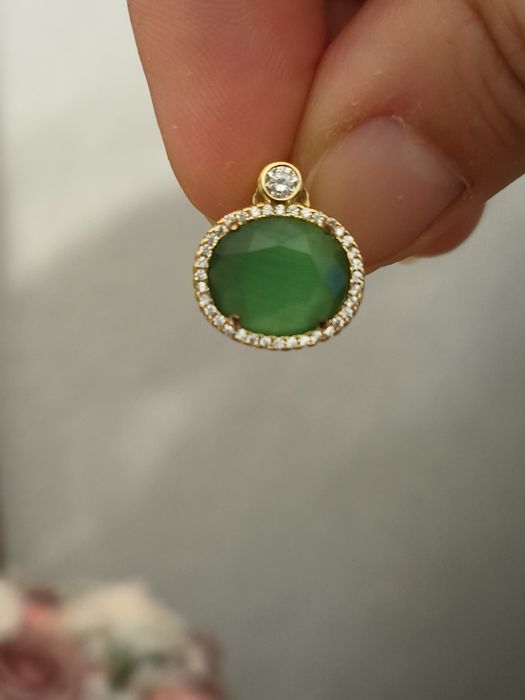 Conjunto colar e brincos verde