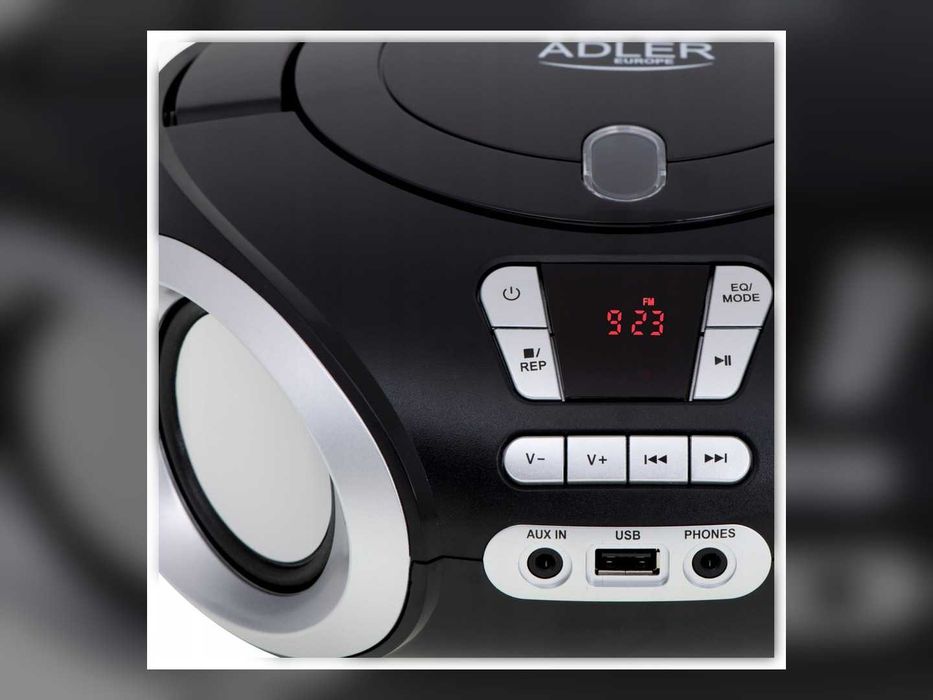 Radioodtwarzacz CD USB MP3 Czarny Boombox Radio Kuchenne Przenośne