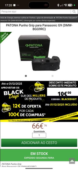 Punho Grip DMW-BGG9 Panasonic Lumix G9