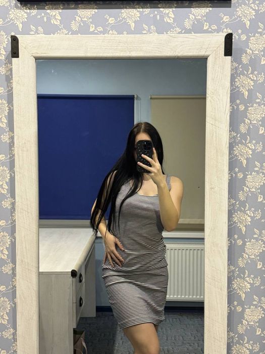 Платье майка в полоску женское приталенное трикотажное