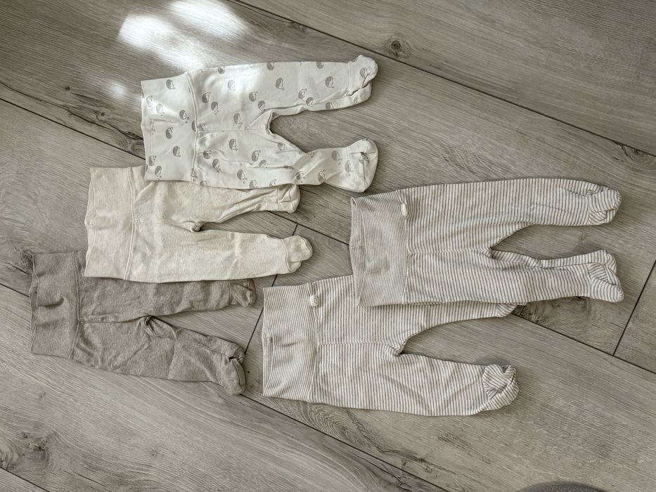 Półśpiochy niemowlęce 5-pak bawełniane leginsy ze stópkami H&M 56