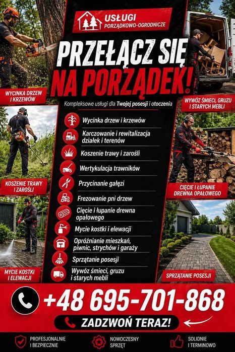 Wycinka drzew i krzewów, Karczowania działek, usługi rębakiem spalinowym