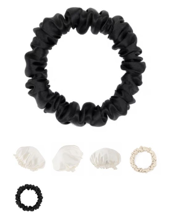 Czepek jedwabny na włosy ecru + dwie gumki