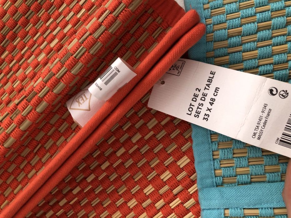 Plecione podkladki na stół pomarańczowe 2 szt set komplet NOWE