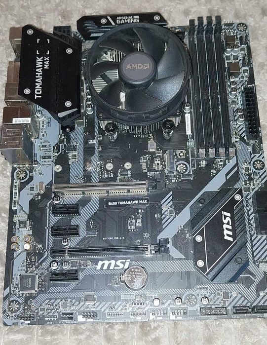 płyta główna MSI  B450MAX + procesor RYZEN 5 2600  chłodzenie, bez RAM