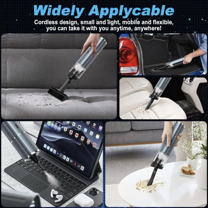 Ручний пилосос 1700PA бездротовий портативний автомобільний пилосос