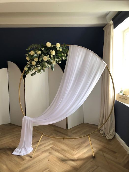 Ścianka na ślub, stelaż okragly złoty, ścianka ślubna, ścianka balonow