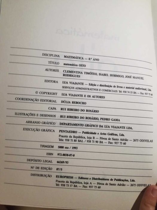 Livro de Matemática de 8.º ano