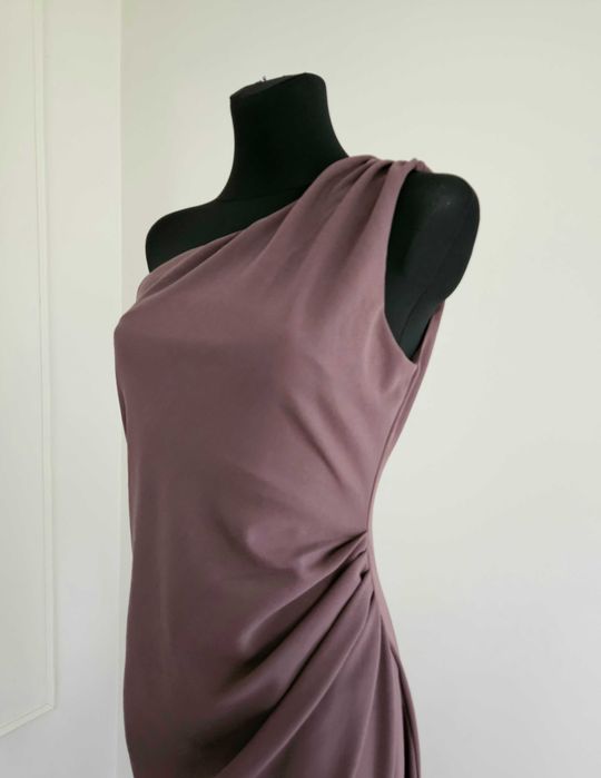 Sukienka maxi z fredzlami na jedno rame asos L 4p