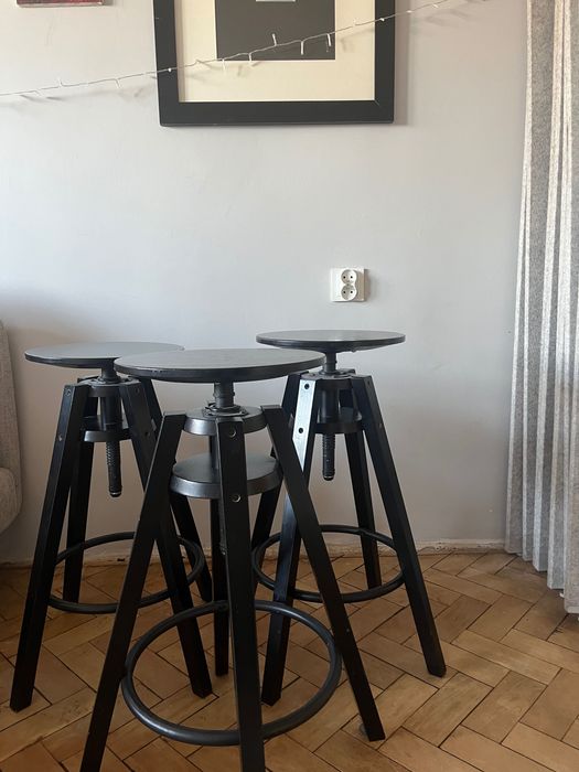 DALFRED Stołki barowe, czarne, 63-74 cm