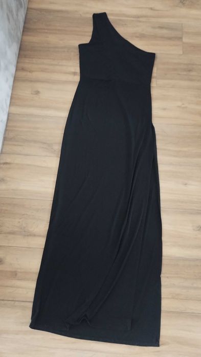 Nowa czarna sukienka maxi L/XL na jedno ramię