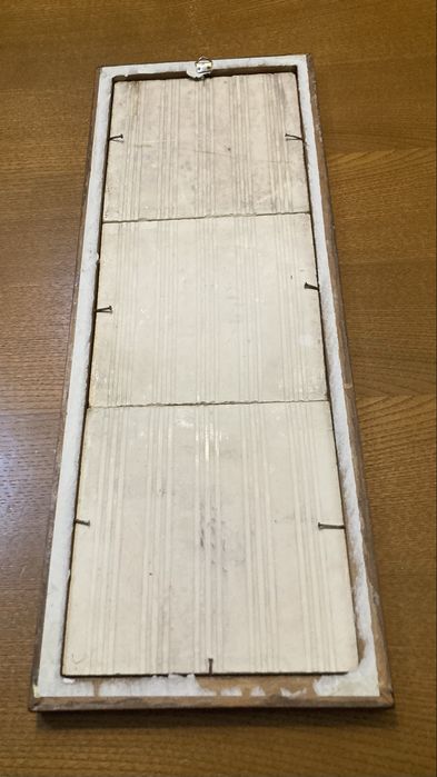 Painel de 3 azulejos antigos com caixilho