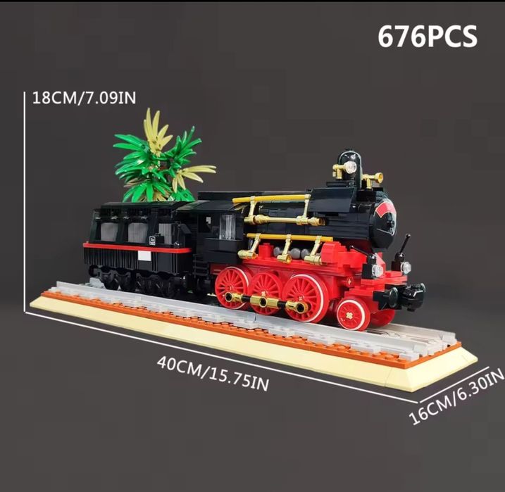 Конструктор паровоз 1в1 Lego 59008 поезд Лего 676 дет