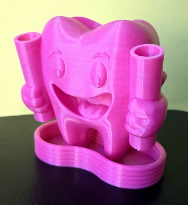 Suporte Escovas de Dentes Infantil Rosa – Dente Feliz 3D