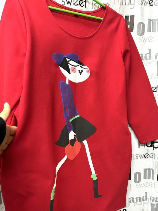 платье короткое, туника, плотный натуральный трикотаж.М-L