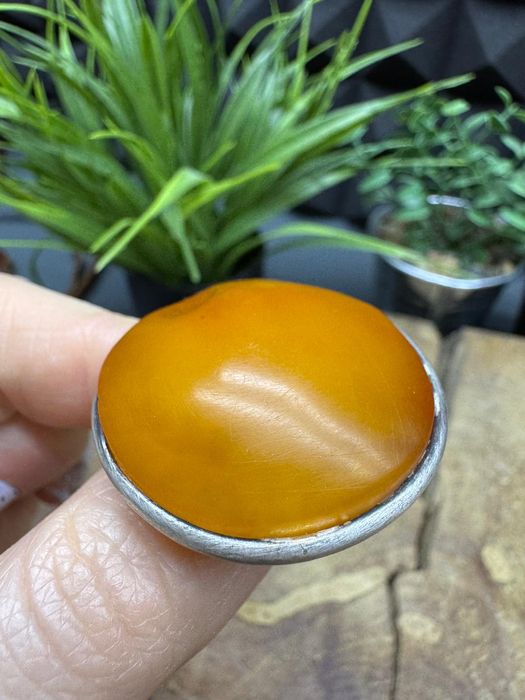 Stara broszka srebro bursztyn naturalny bałtycki