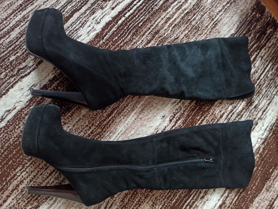 Сапожки-ботфорди зима замш