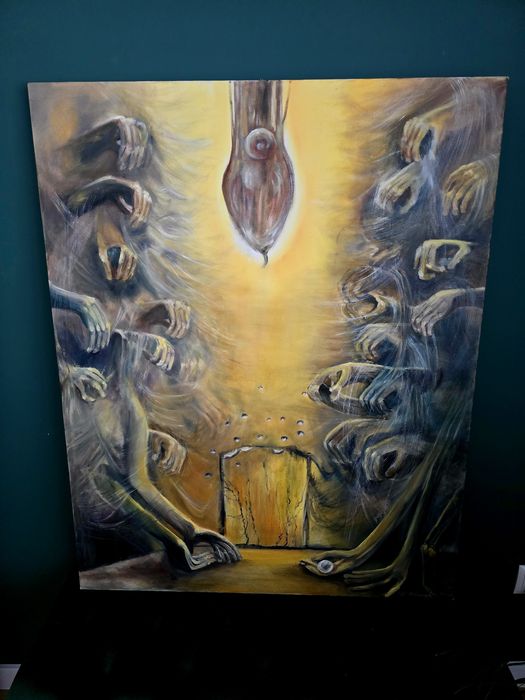 Obraz ręcznie malowany farbami na płótnie ala Beksiński