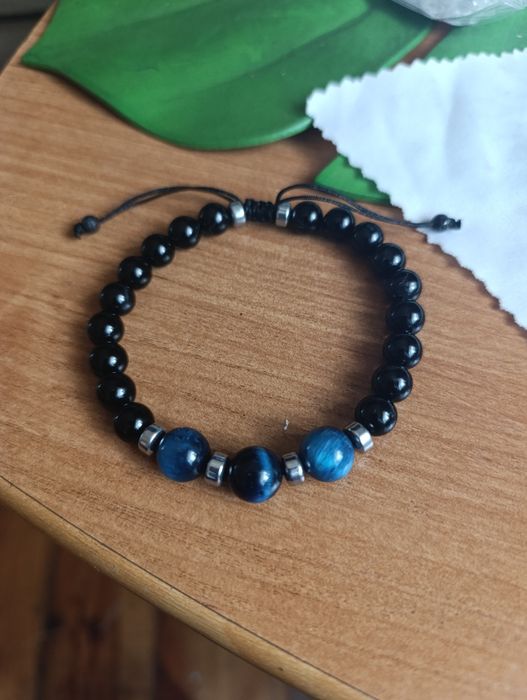 Męska bransoletka Onyx,kocie  oko