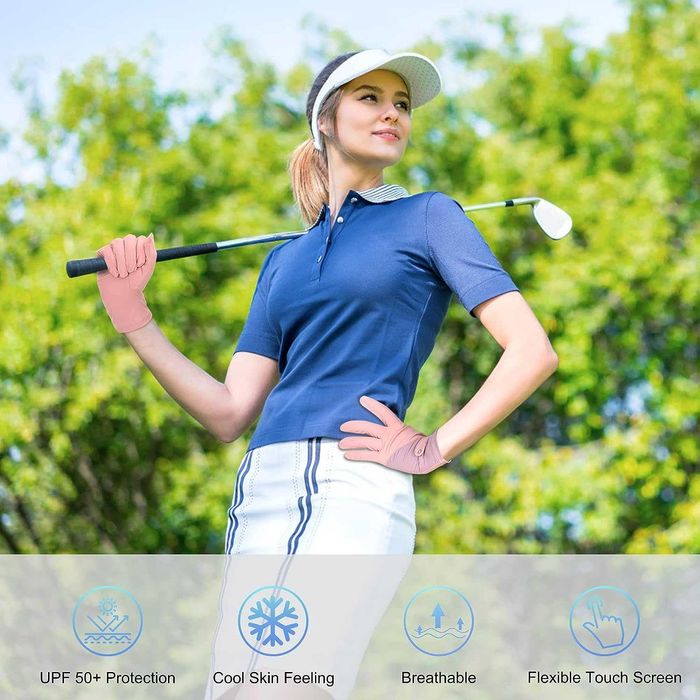 Luvas protecção solar UV para mulher ciclismo condução manicure - rosa