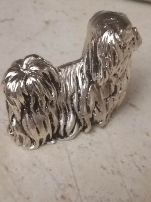 Сувенір, статуэтка Пекинес, гальванопластика, серебро 925